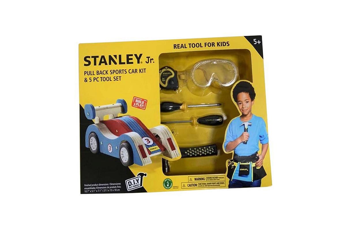 Kids Gift Guide Stanley Jr. Pull Back Sports Car Kit and Tool Set