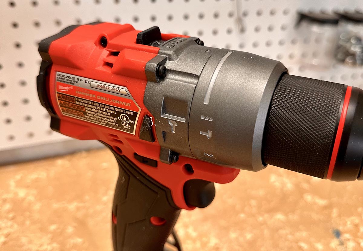 Milwaukee hammer drill settings on the adjustment collar