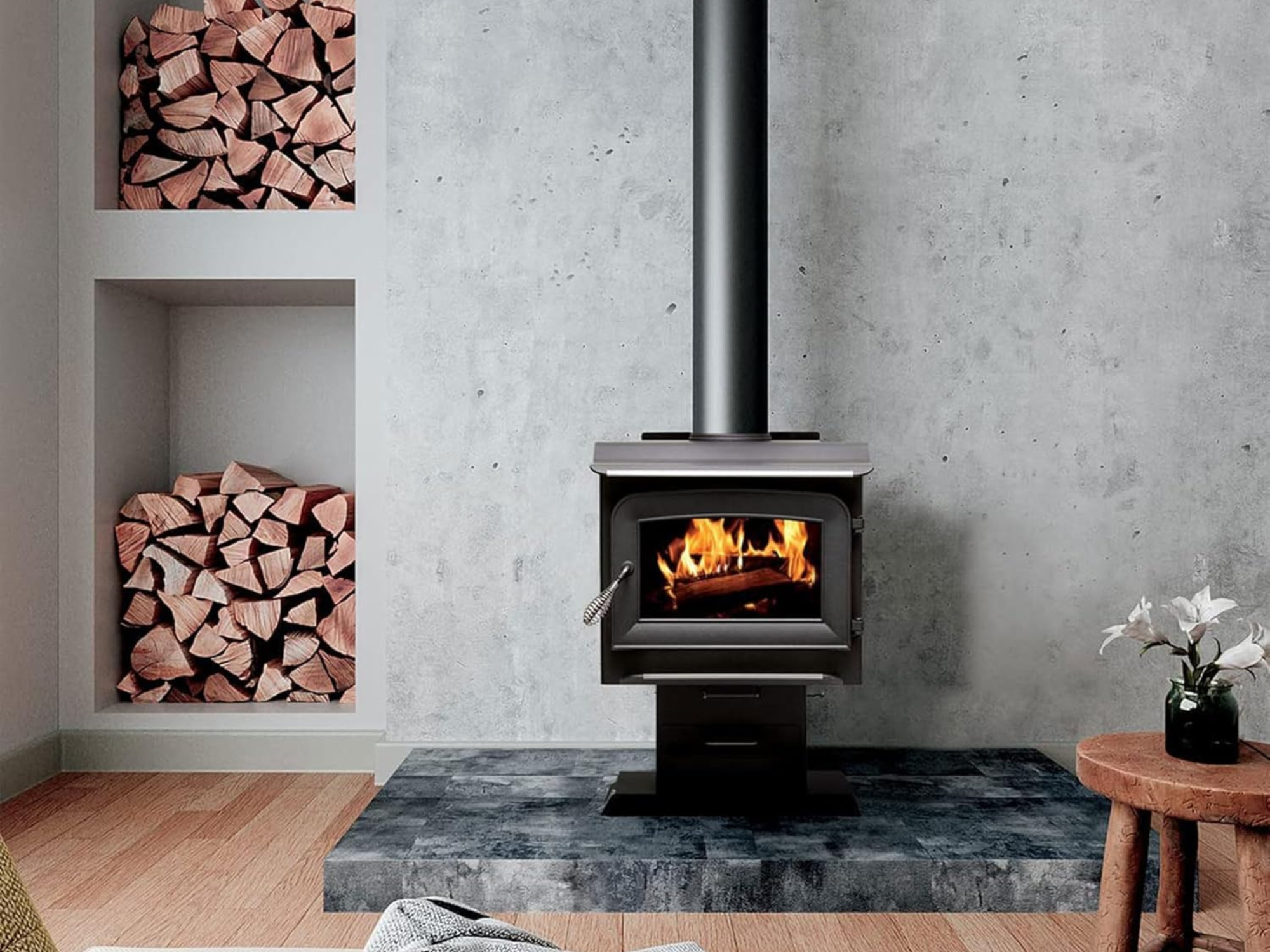 Wood Stove Brands Option in a cozy living room