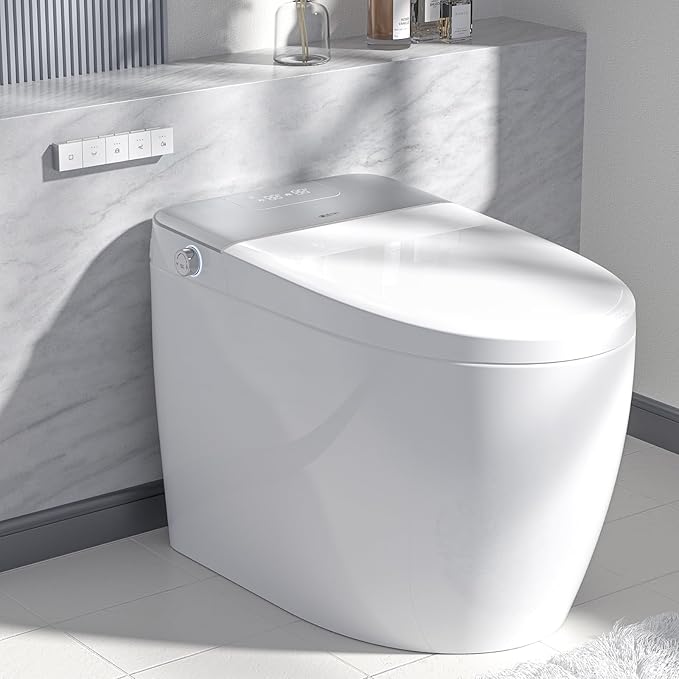 LEIVI Smart Toilet with Built-in Bidet Seat, Tankless Toilet with Auto Lid Opening, Closing and Flushing, Heated Seat, Digital Display, Remote Control, Elongated