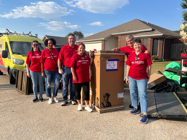 Lennox HVAC installers bringing new HVAC system to homeowner in need.