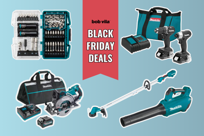 Black Friday Makita tool deals on blue background