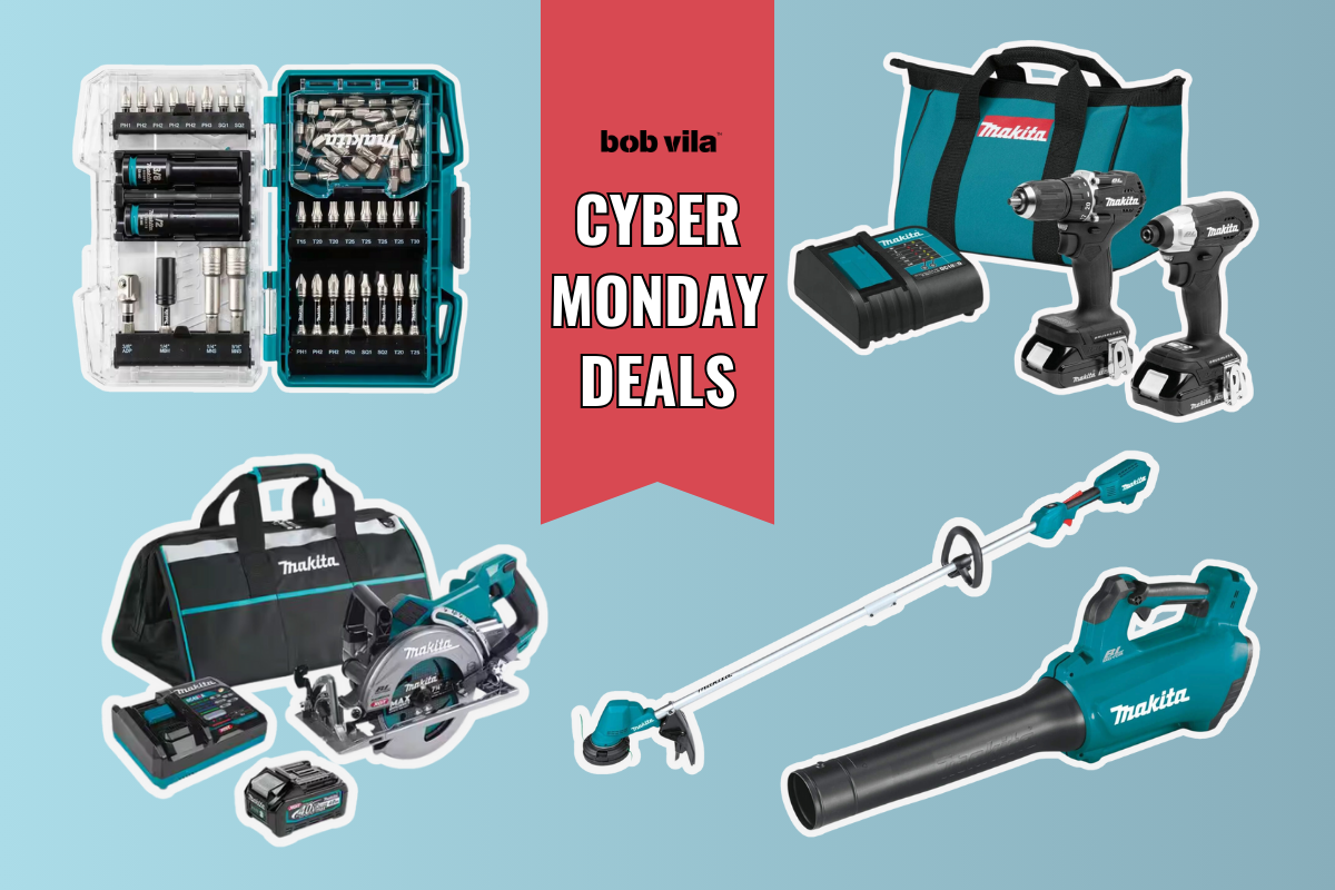 Cyber Monday Makita tool deals on blue background