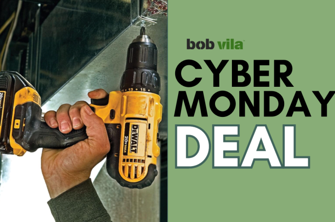 Cyber Monday DeWalt One-off Deal on Green background