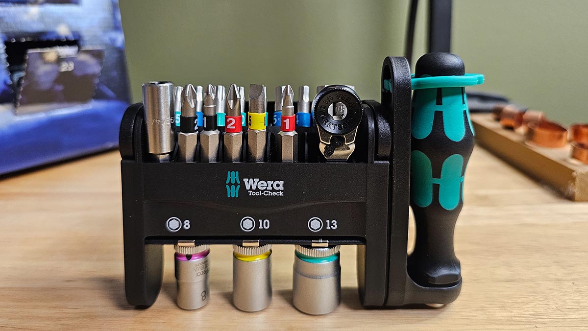 Wera Advent Calendar Review the toolkit standing up on a workbench