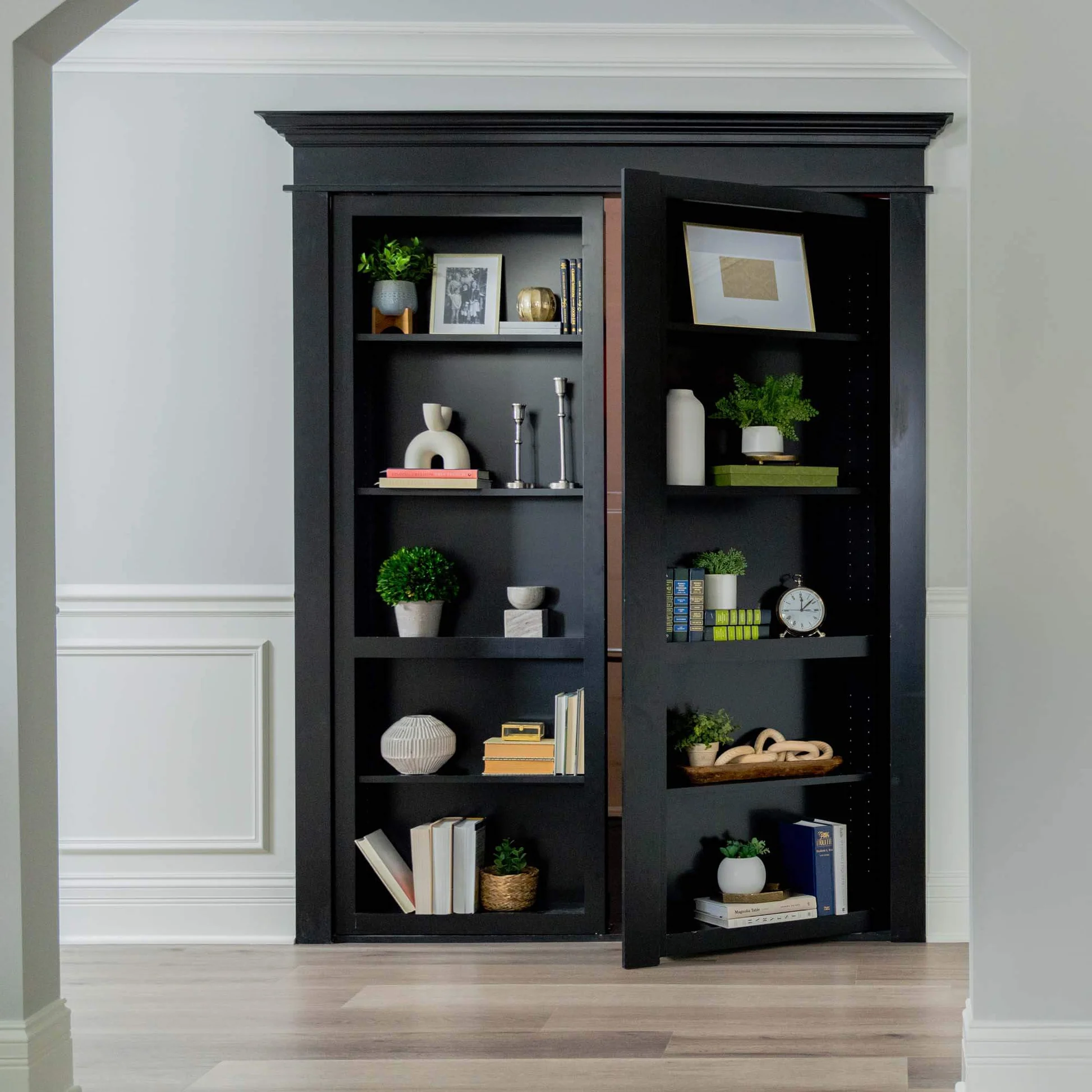 A hidden door built-in bookshelf idea.