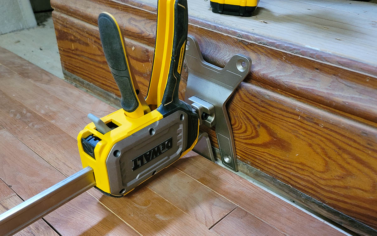 DeWalt’s ToughSeries Jack Review Use as a pressure spreader to force hardwood strips tighter