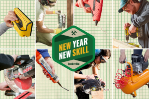 A collage of tools with a graphic overlay that says New Year, New Skill.