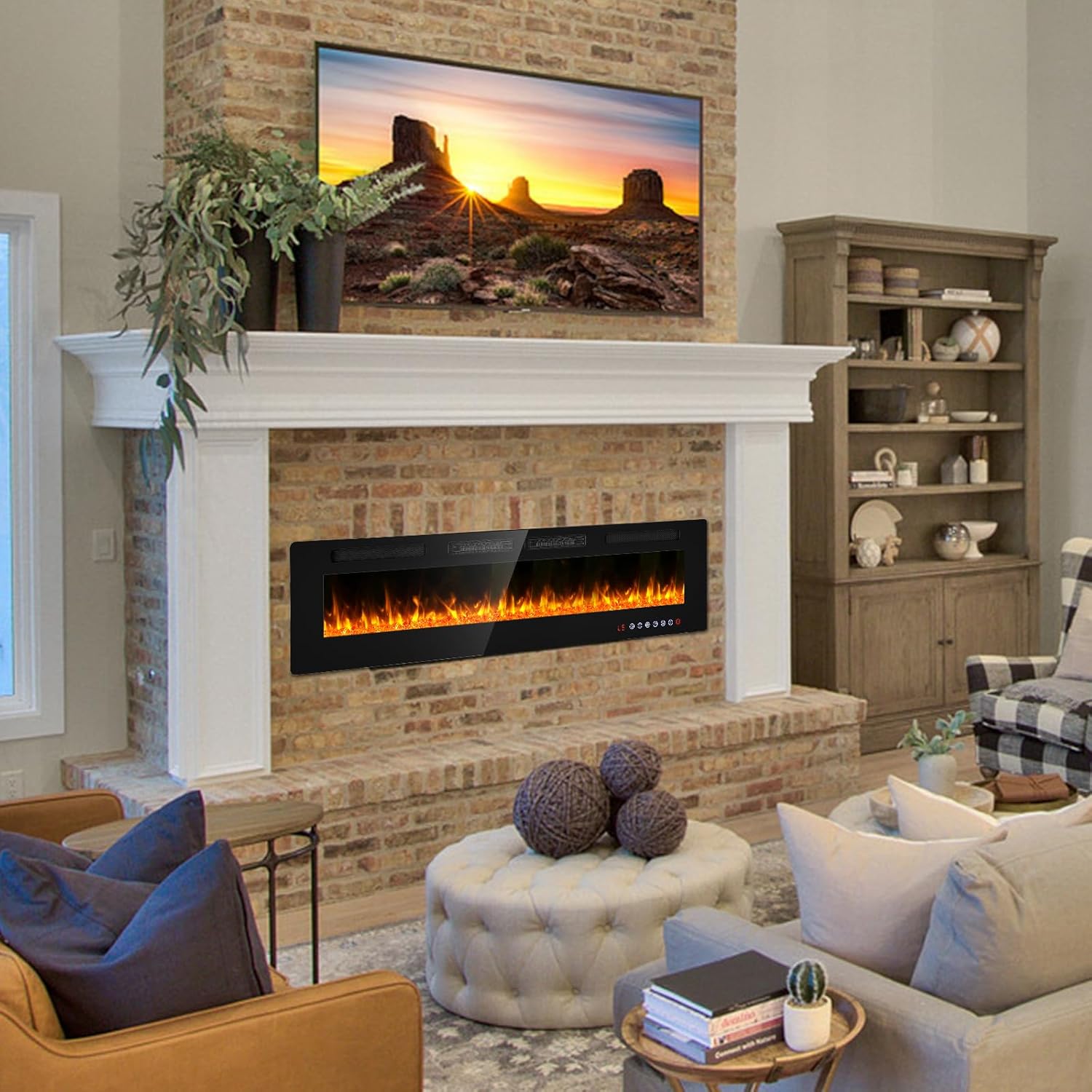 Water vapor fireplace in a modern home.