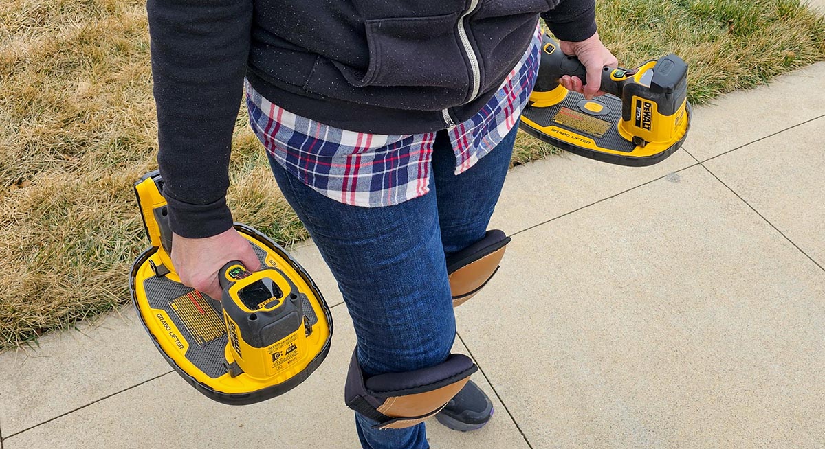 Dewalt Grabo Review woman holding two dewalt grabos