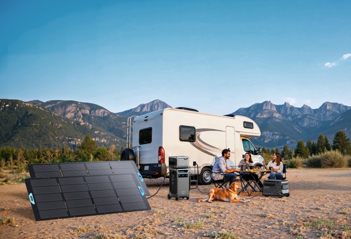 The Anker SOLIX F3800 Plus used with solar panels on an off-grid camping trip