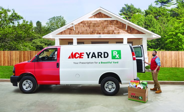 Ace Hardware YardRx delivery truck outside of home