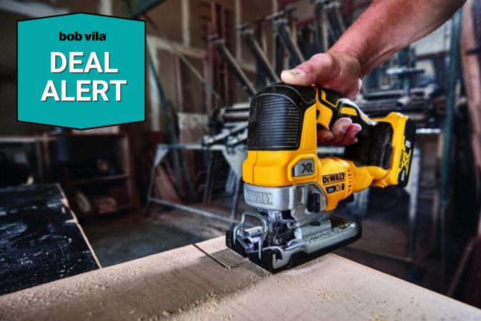 Dewalt jigsaw being used on wood