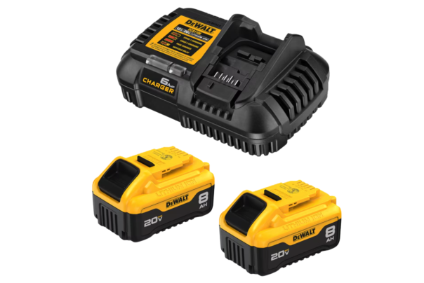 DEWALT 20-V 2-Pack Lithium-ion Battery and Charger on white background