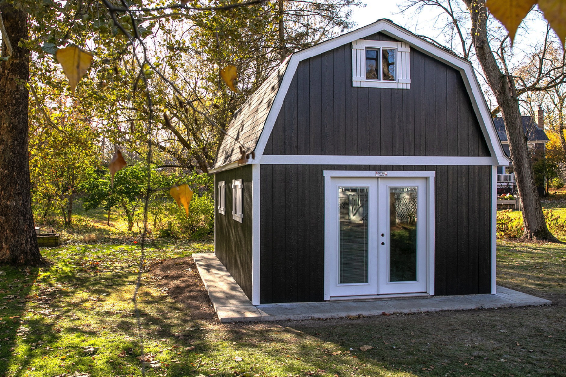 Tuff Shed set up as a tiny home on lot of land